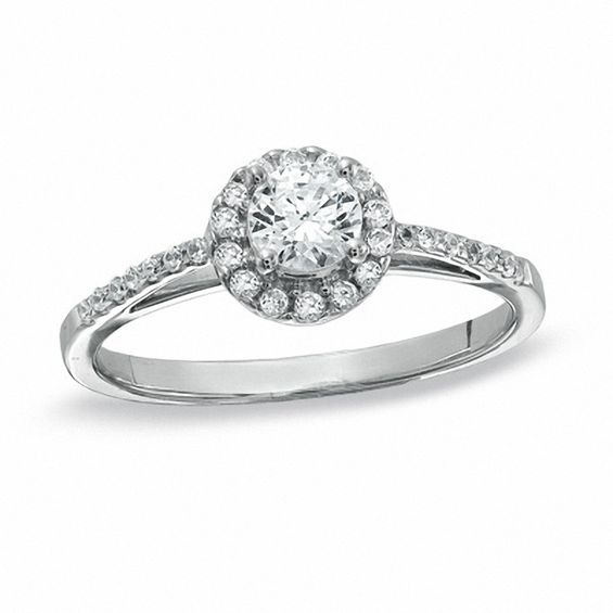 0.50 CT. T.W. Diamond Framed Engagement Ring in 14K White Gold