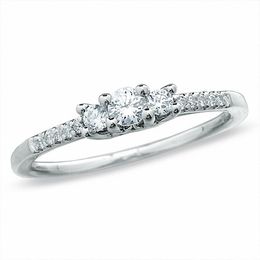 0.33 CT. T.W. Diamond Three Stone Ring in 10K White Gold