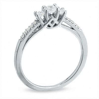 0.33 CT. T.W. Diamond Three Stone Ring in 10K White Gold