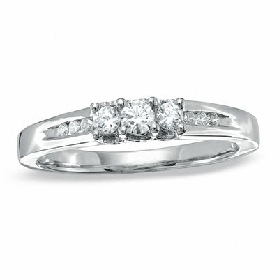 0.25 CT. T.W. Diamond Three Stone Ring in 10K White Gold