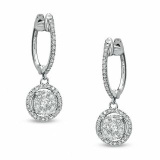 0.50 CT. T.W. Diamond Cluster Drop Earrings in 10K White Gold