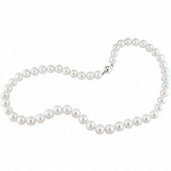 9.0-10.0mm Freshwater Cultured Pearl Strand with a Sterling Silver Clasp