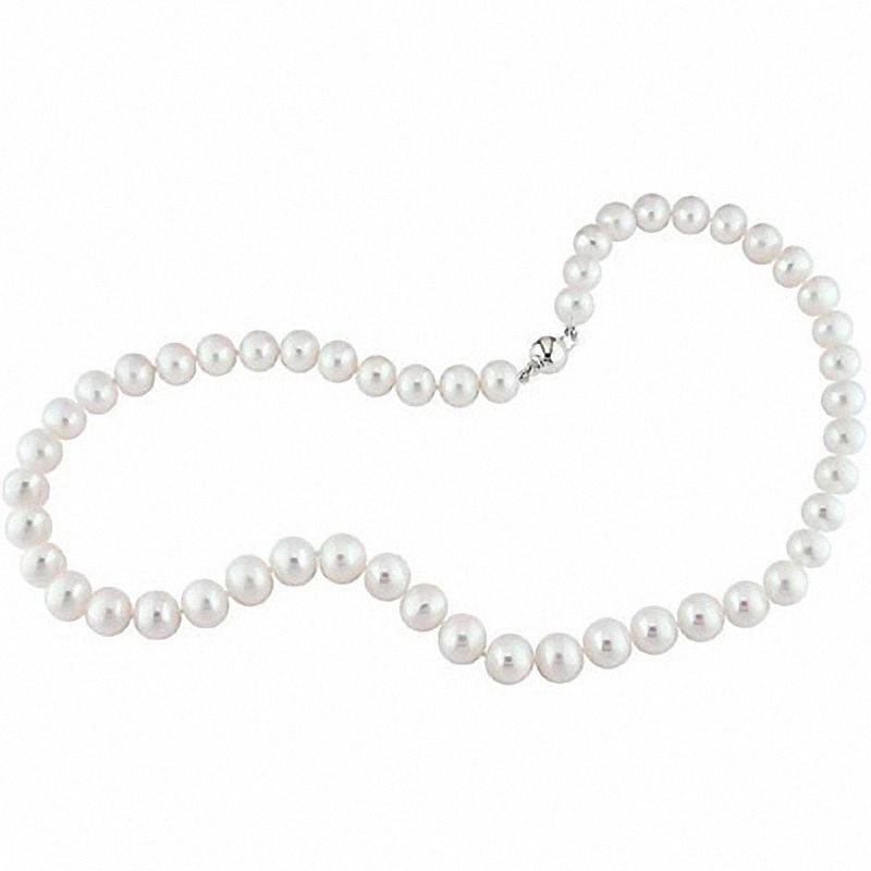9.0-10.0mm Freshwater Cultured Pearl Strand with a Sterling Silver Clasp|Peoples Jewellers