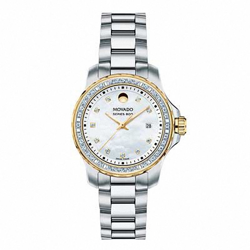 Ladies' Movado Series 800 Diamond Accent Watch with Mother-of-Pearl Dial (Model: 2600121)|Peoples Jewellers