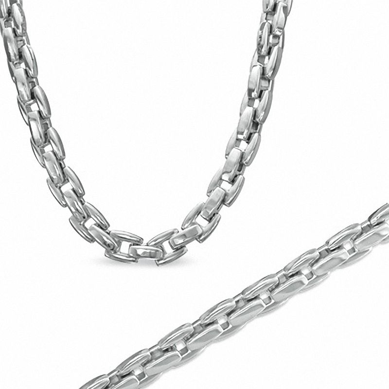Men's 5.5mm Square Link Necklace and Bracelet Set in Stainless Steel|Peoples Jewellers