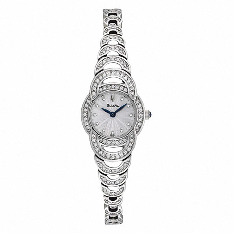 Ladies' Bulova Crystal Accent Watch with Silver-Tone Dial (Model: 96L139)