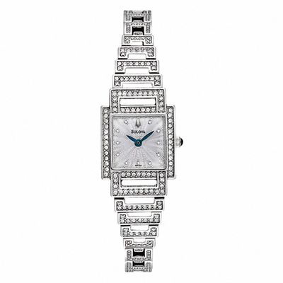 Ladies' Bulova Crystal Accent Watch with Square Silver-Tone Dial (Model: 96L140)