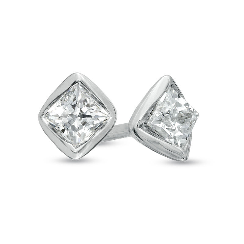 0.20 CT. T.W. Certified Canadian Princess-Cut Diamond Earrings in 14K White Gold (I/I2)
