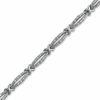 0.25 CT. T.W. Diamond "X" Bracelet in Sterling Silver