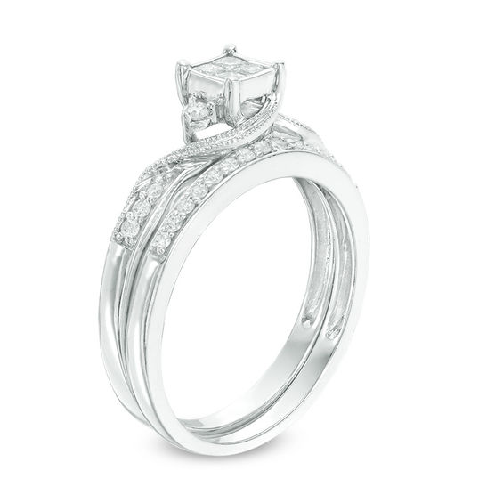 0.33 CT. T.W. Quad Diamond Bridal Set in 10K White Gold