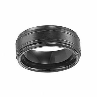 Triton Men's 9.0mm Comfort Fit Double Groove Tungsten Wedding Band