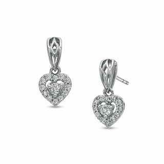 0.20 CT. T.W. Diamond Heart Frame Earrings in 10K White Gold