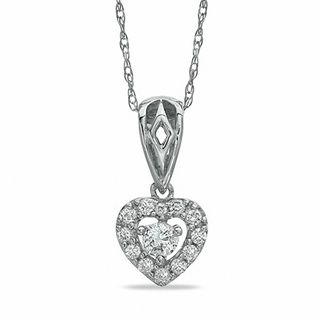 0.20 CT. T.W. Diamond Heart Frame Pendant in 10K White Gold