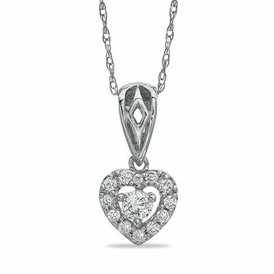 0.20 CT. T.W. Diamond Heart Frame Pendant in 10K White Gold