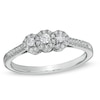 0.25 CT. T.W. Diamond Three Stone Framed Ring in 14K White Gold