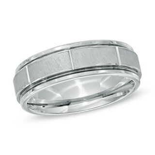 Triton's Men's 7.0mm Comfort Fit Wedding Band in White Tungsten - Size 10