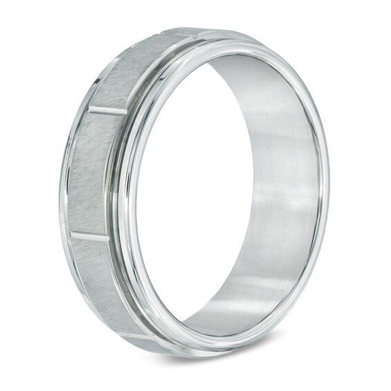 Triton's Men's 7.0mm Comfort Fit Wedding Band in White Tungsten - Size 10