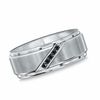 Thumbnail Image 0 of Triton Men's 9.0mm 0.10 CT. T.W. Black Diamond Comfort Fit White Tungsten Wedding Band - Size 10