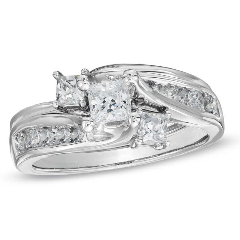 Princess cut three hot sale stone bridal set