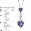 Thumbnail Image 1 of Heart-Shaped Amethyst and Lab-Created White Sapphire Pendant and Earrings Set in Sterling Silver