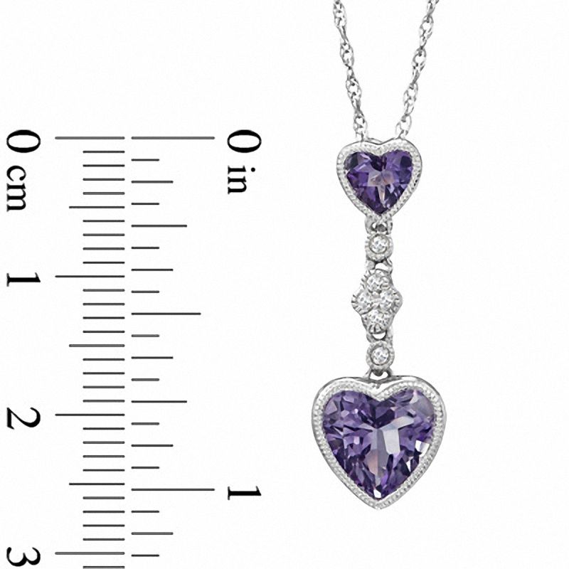 Heart-Shaped Amethyst and Lab-Created White Sapphire Pendant and Earrings Set in Sterling Silver|Peoples Jewellers