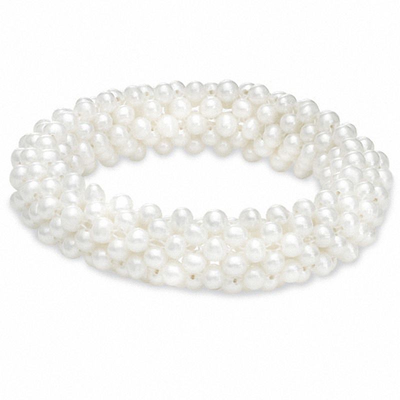 Honora 4.0-5.0mm Freshwater Cultured Pearl Woven Stretch Bracelet-8"