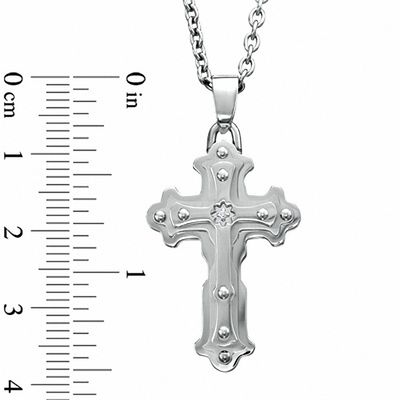 Black & Blue Jewelry Co. Diamond Accent Cross Pendant in Stainless Steel