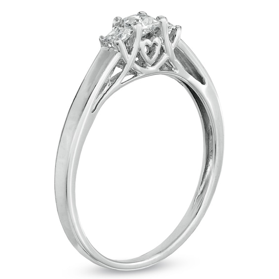 0.25 CT. T.W. Princess-Cut Diamond Three Stone Engagement Ring in 10K White Gold