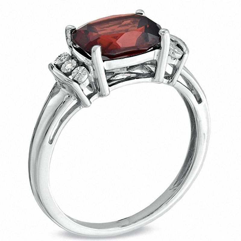Cushion-Cut Garnet and Diamond Accent Pendant, Ring and Earrings Set in Sterling Silver - Size 7|Peoples Jewellers
