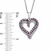 Thumbnail Image 1 of Lab-Created Pink Sapphire and Diamond Accent Heart Pendant in Sterling Silver