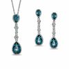 London Blue Topaz and Lab-Created White Sapphire Pendant and Earrings Set in Sterling Silver