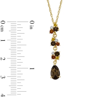 Multi Semi-Precious Gemstone and Diamond Accent Pendant and Earrings Set in Sterling Silver with 14K Gold Plate