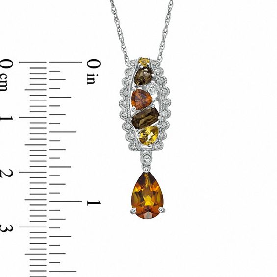 Multi-Gemstone Drop Pendant in Sterling Silver