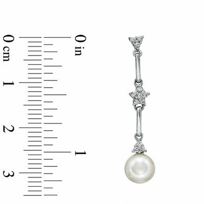 6.5-8.0mm Freshwater Cultured Pearl and Lab-Created White Sapphire Pendant and Earrings Set in Sterling Silver