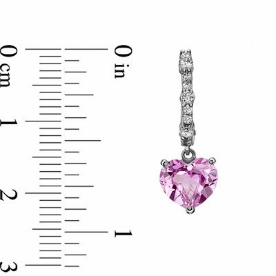 Heart-Shaped Lab-Created Pink and White Sapphire Pendant and Earrings Set in Sterling Silver