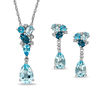 Thumbnail Image 0 of Blue Topaz and Diamond Accent Pendant and Earrings Set in Sterling Silver