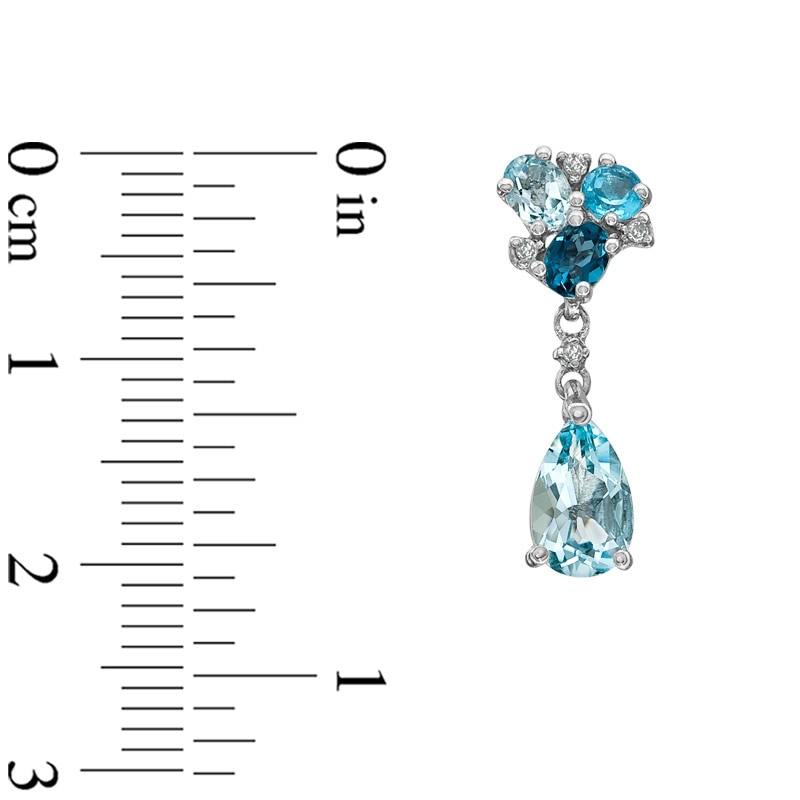 Blue Topaz and Diamond Accent Pendant and Earrings Set in Sterling Silver|Peoples Jewellers