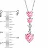 Thumbnail Image 1 of Heart-Shaped Lab-Created Pink and White Sapphire Pendant and Earrings Set in Sterling Silver