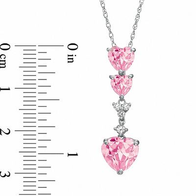 Heart-Shaped Lab-Created Pink and White Sapphire Pendant and Earrings Set in Sterling Silver