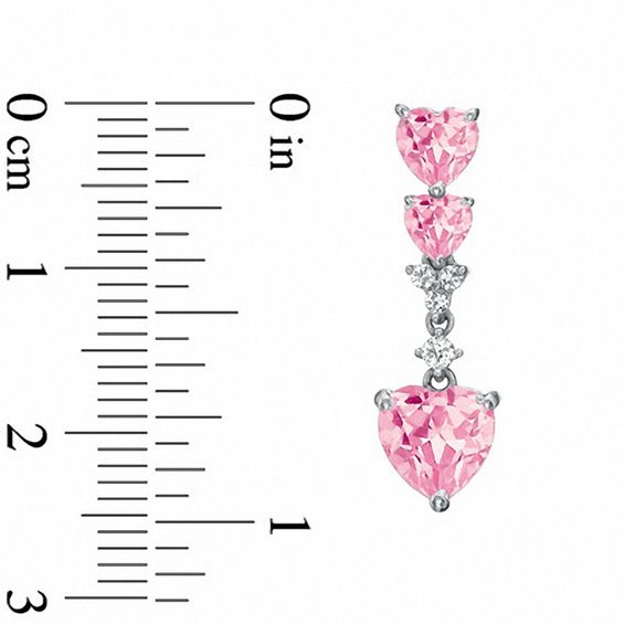 Heart-Shaped Lab-Created Pink and White Sapphire Pendant and Earrings Set in Sterling Silver