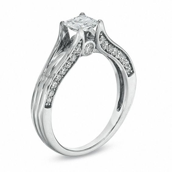 1.00 CT. T.W. Certified Princess-Cut Canadian Diamond Engagement Ring in 14K White Gold (I/I1