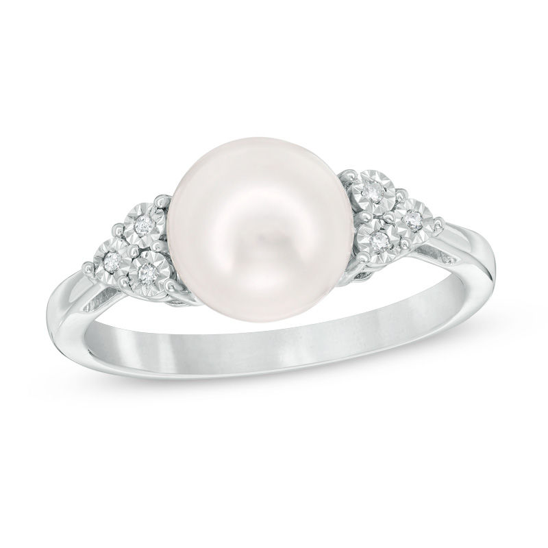 Diamond engagement ring on sale with pearl accents