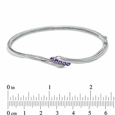 Amethyst Bypass Bangle in Sterling Silver