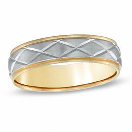 Men's 6.0mm Comfort Fit Wedding Band in 10K Two-Tone Gold - Size 10