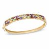 Thumbnail Image 0 of Multi-Gemstone and Diamond Accent Bangle in Sterling Silver with 14K Gold Plate