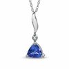 5.0mm Trillion-Cut Tanzanite and Diamond Accent Pendant in 10K White Gold