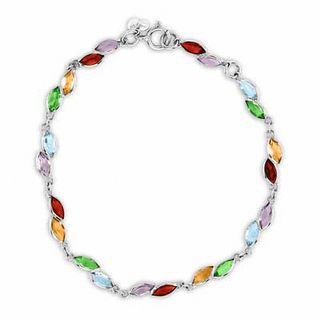 Marquise Multi-Gemstone Bracelet in Sterling Silver