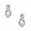 Thumbnail Image 1 of Aquamarine and 0.10 CT. T.W. Diamond Infinity Loop Earrings in Sterling Silver