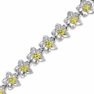 Peridot Flower Bracelet in Sterling Silver