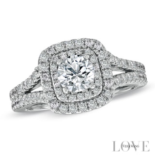 Vera Wang Love Collection 1.45 CT. T.W. Diamond Frame Split Shank Engagement Ring in 14K White Gold